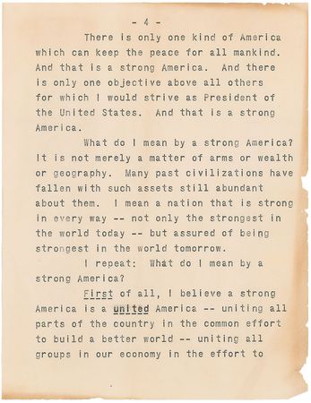 Lot #53 John F. Kennedy: “Whatever Mr. Khrushchev may try, whatever he may say, our answer is a stronger America” - Image 6