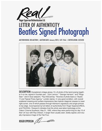 Lot #2166 Beatles Signed Photograph - Image 3