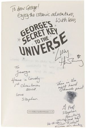 Lot #2158 Stephen Hawking Thumbprint-signed Book - Image 1