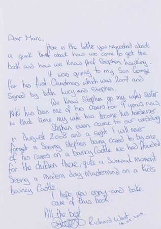 Lot #2158 Stephen Hawking Thumbprint-signed Book - Image 4
