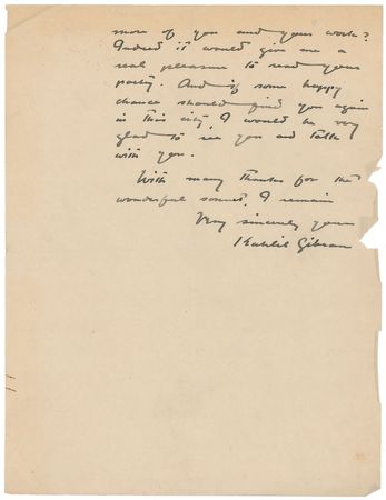 Lot #2148 Kahlil Gibran Autograph Letter Signed - Image 2