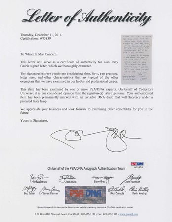 Lot #2172 Jerry Garcia Autograph Letter Signed - Image 9