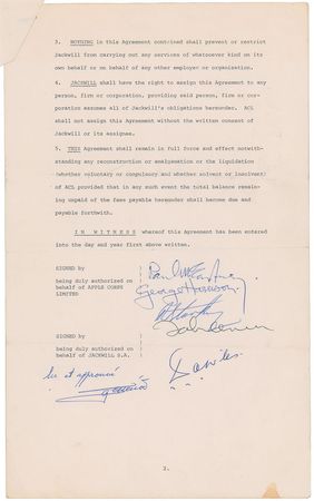 Lot #670 Beatles: Extremely desirable document featuring post-break-up signatures from 1975 - Image 2
