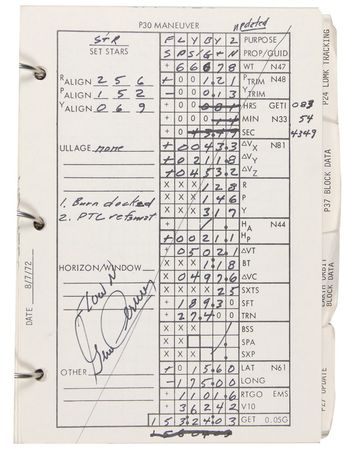 Lot #440 Gene Cernan: Cernan?s complete and heavily annotated 53-page CSM Updates Checklist flown on Apollo 17 - Image 2