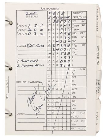 Lot #440 Gene Cernan: Cernan?s complete and heavily annotated 53-page CSM Updates Checklist flown on Apollo 17 - Image 3
