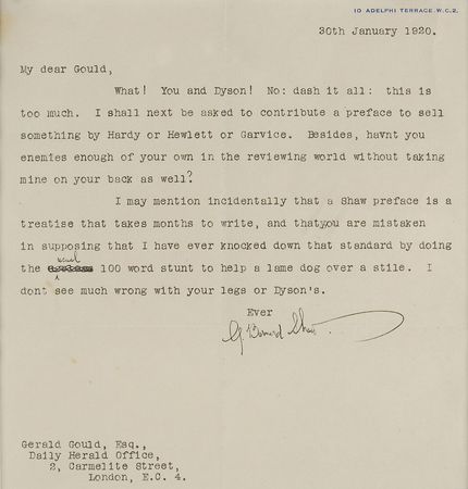 Lot #572 George Bernard Shaw Typed Letter Signed - Image 1