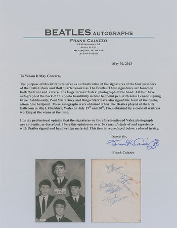 Lot #671 Beatles: Outstanding 1963 Valex photo boasting seven Beatles signatures - Image 3
