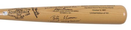 Lot #873 Bobby Thomson and Ralph Branca Baseball Bat and Baseball - Image 2