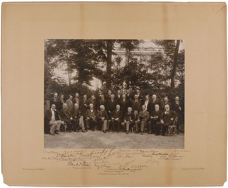 Lot #42 Benjamin Harrison: Superb oversized photo from Harrison?s last great legal case, featuring the former president and two Supreme Court justices - Image 1