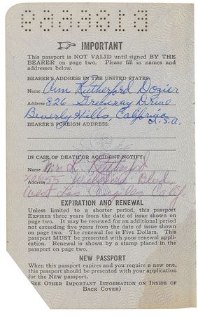 Lot #783 Ann Rutherford Passport - Image 2