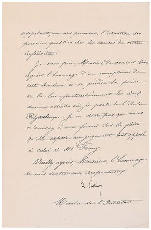 Lot #243 Louis Pasteur: Pasteur’s plea to “insure the scientific superiority” of France, “one of the passions of my life” - Image 3