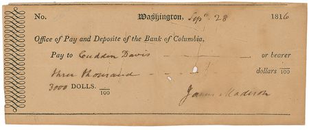 Lot #4 James Madison: President Madison issues a