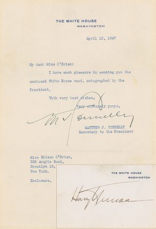 Lot #91 Harry S. Truman White House Card - Image 2