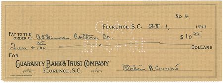 Lot #319 Melvin and Rosanne Purvis Checks - Image 1