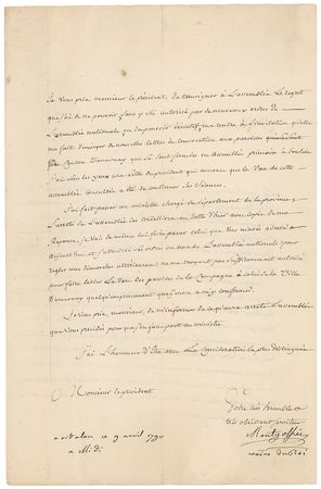 Lot #406 Jacques-Etienne Montgolfier: Rare 1790 letter from the famed French hot air balloon inventor - Image 2