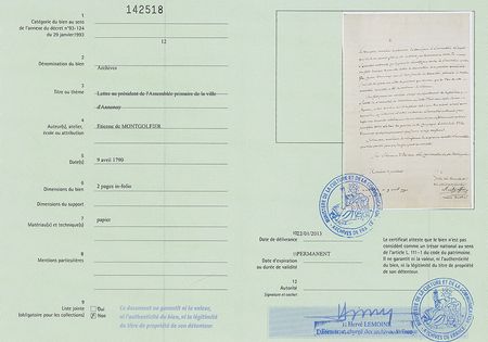 Lot #406 Jacques-Etienne Montgolfier: Rare 1790 letter from the famed French hot air balloon inventor - Image 3