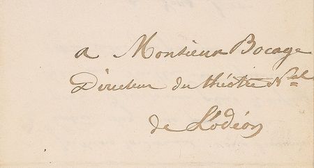 Lot #479 Honore Daumier: Desirable letter sent to the Odeon Theatre, later portrayed in his 1864 book - Image 2