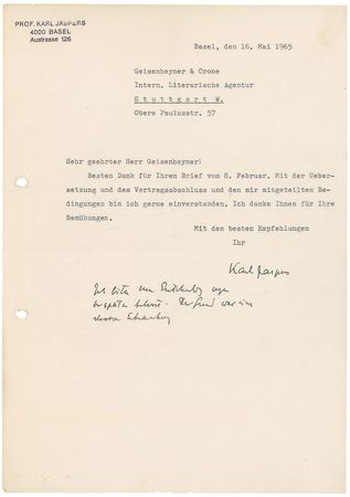 Lot #188 Karl Jaspers: Archive concerning his publications, including Philosophy of Existence - Image 5