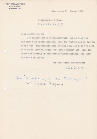 Lot #188 Karl Jaspers: Archive concerning his publications, including Philosophy of Existence - Image 6