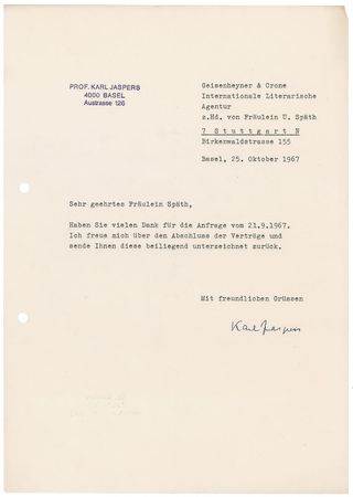 Lot #188 Karl Jaspers: Archive concerning his publications, including Philosophy of Existence - Image 8