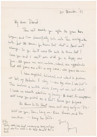 Lot #525 James Baldwin: ?I have completed, delivered, and intend to produce, at last, my Malcolm X story, ??one day, when I was lost?? - Image 1