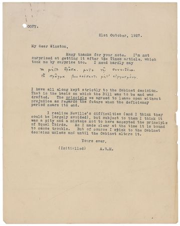 Lot #134 Winston Churchill: ?I am sorry to have to be so plain? - Image 5