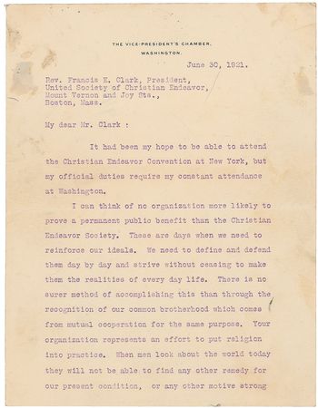 Lot #86 Calvin Coolidge Typed Letter Signed - Image 1