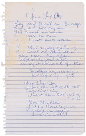 Lot #721 Alice Cooper Lyrics - Image 1