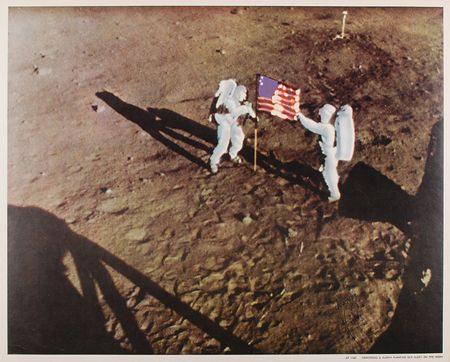 Lot #428 Neil Armstrong: Oversized official lithograph, ?Planting Old Glory on the Moon? - Image 1