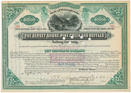 Lot #332 Cornelius, William, and Frederick Vanderbilt Signed Document - Image 1