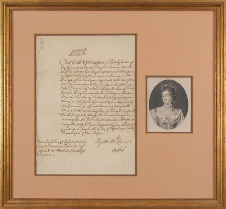 Lot #250 Queen Anne Signed Document - Image 1