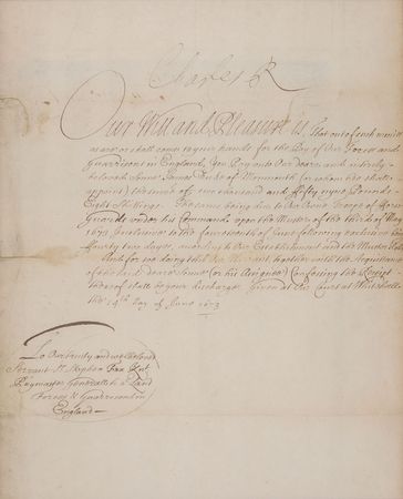 Lot #199 King Charles II Signed Document - Image 2