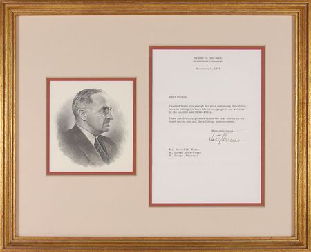 Lot #92 Harry S. Truman Typed Letter Signed - Image 1