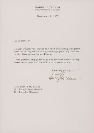 Lot #92 Harry S. Truman Typed Letter Signed - Image 2