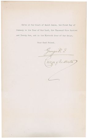 Lot #306 King George V Signed Document - Image 2
