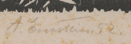 Lot #162 Albert Einstein: Rare 1952 Princeton woodcut - Image 3