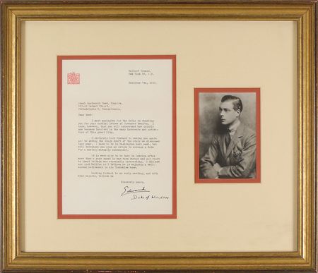 Lot #156 Edward, Duke of Windsor: The Duke visits America “after more than a year spent in war-torn Europe” - Image 1
