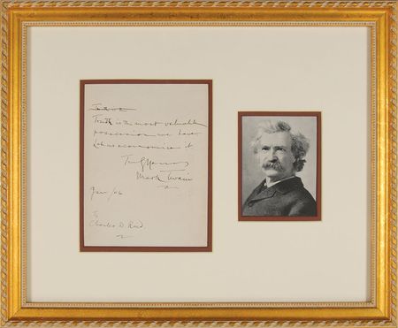 Lot #533 Samuel L. Clemens: ?Truth is the most valuable thing we have. Let us economise it? - Image 1