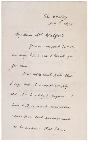 Lot #312 Cardinal John Newman Handwritten Letter Signed - Image 1