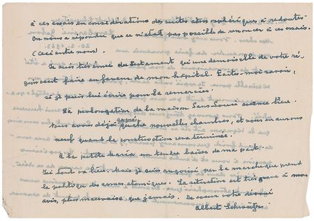 Lot #324 Albert Schweitzer Handwritten Letter Signed - Image 2