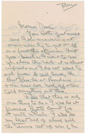 Lot #872 Bill Tilden Handwritten Letter Signed - Image 1