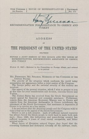 Lot #56 Harry S. Truman: Establishment of the the important ?Truman Doctrine? - Image 1