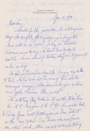Lot #789 James Cagney Handwritten Letter Signed - Image 1