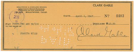 Lot #798 Clark Gable Check - Image 1