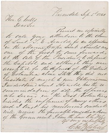 Lot #25 Abraham Lincoln: Fighting to keep Maryland in the Union, Lincoln recommends a lieutenant who “was one of the first to come forward at the call of the President to defend the Capitol” - Image 3