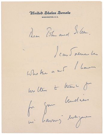 Lot #61 John F. Kennedy: 1955 handwritten letter from Senator Kennedy to a Massachusetts political ally - Image 1