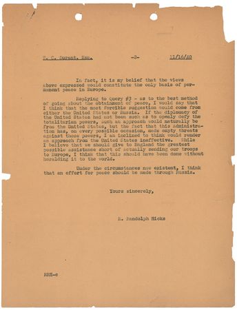 Lot #159 William Crapo Durant: “If Hitler succeeds in winning the present war and you were in his position, how would you handle the situation?” - Image 3