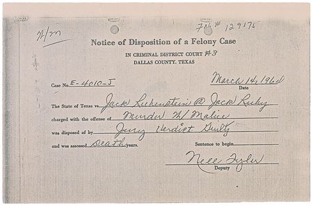 Lot #2065 Jack Ruby Fingerprint Card and Archive - Image 7