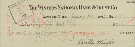 Lot #2085 Orville Wright Signed Check - Image 2