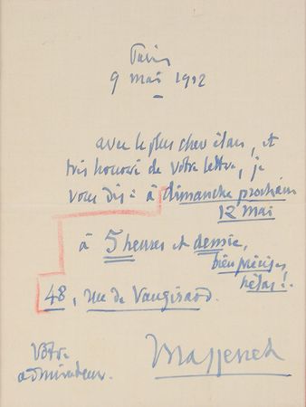 Lot #2135 Jules Massenet Autograph Letter Signed - Image 2